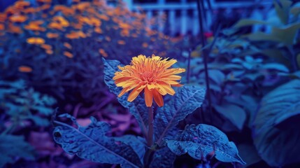 Canvas Print - A lovely yellow dandelion flower bloomed in the garden during springtime captured with a phone