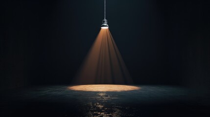 Aufkleber - A single light source illuminates the floor of a darkened room, providing a sense of warmth and comfort