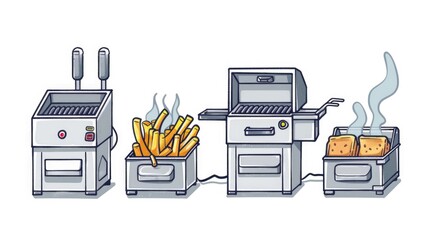 Poster - A variety of food grilled outdoors, including burgers, hot dogs, and vegetables
