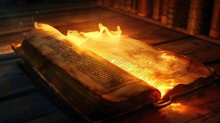 Poster - An open book with flames burning from its pages