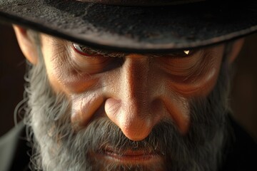 Poster - A close-up shot of a man wearing a hat