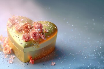 Aufkleber - A decorative heart-shaped cake with flowers on top, perfect for romantic occasions or special celebrations