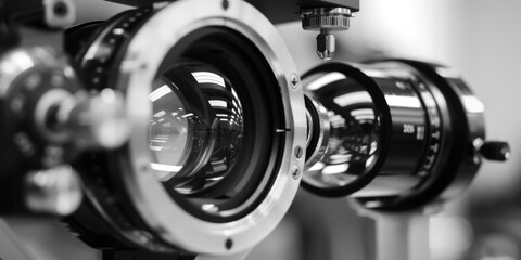 Poster - A close-up shot of a camera lens mounted on a tripod, perfect for photography or videography-related concepts
