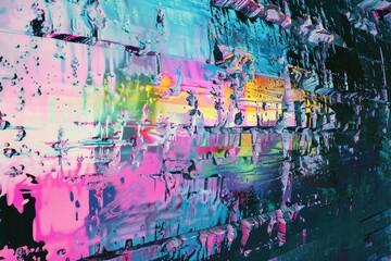 Poster - A vibrant and playful artwork painted directly onto a brick wall, great for adding some visual interest to urban or outdoor settings