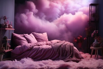 Wall Mural - Abstract Empty Sleed Pink Light Studio Bedroom Studio, Use as Mounting for Produ, generative IA