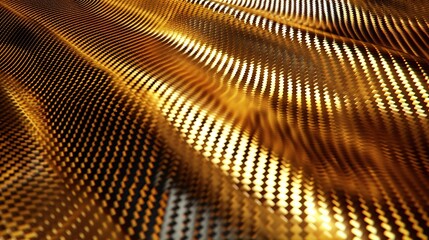 Poster - Luxurious golden carbon fiber surface from above, ideal for a sleek and stylish background.