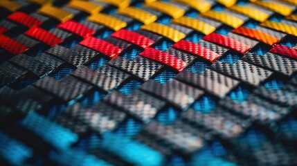 Poster - Vibrant multicolored carbon fiber surface from above, ideal for a striking and modern background.