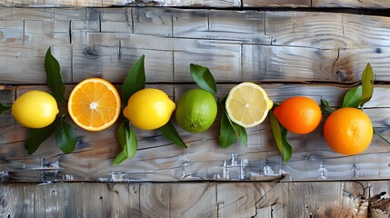 Wall Mural - orange fruit on wood background