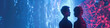 © sommersby - A digital art image of two silhouettes facing each other, bathed in blue and red light, surrounded by glowing lines and dots, creating a mesmerizing and futuristic scene