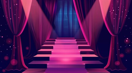 Poster - Stage with Pink Curtains and a Pink Carpet