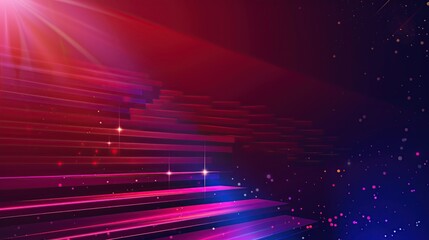 Wall Mural - Abstract Red and Blue Gradient Background with Stairs and Glowing Lights