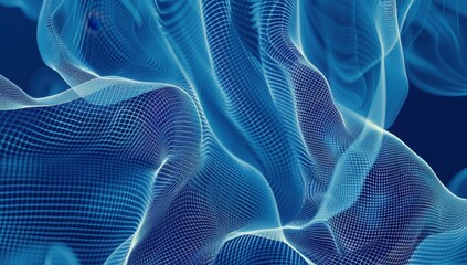 Wall Mural - Abstract blue background with wireframe shapes and curves for technology or digital design Generative AI