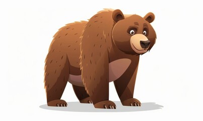 Wall Mural - Standing on four legs against a white background, a cute cartoon bear can be seen