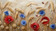 © Ziyan Yang - Wheat, oat and barley with cornflower, poppy and ladybug