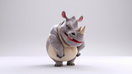 Wall Mural - A cartoon rhino with a big smile on its face, AI