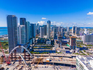 Wall Mural - Aerial view of Downtown Miami. Drone photo 2024. All logos removed