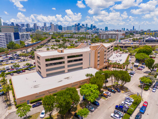 Wall Mural - Miami Dade State Attorney Office building. Aerial drone photo 2024. Governemnt structure. Courthouse downtown