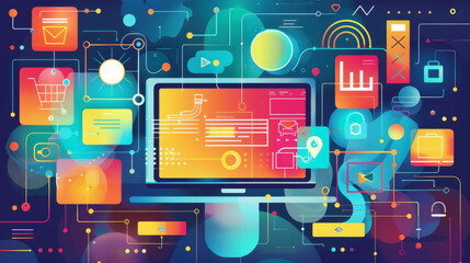 Wall Mural - Vector illustration of web design and development.	
