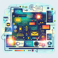 Wall Mural - Vector illustration of web design and development.	
