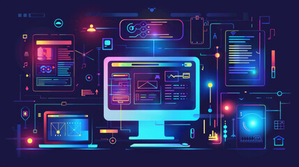 Wall Mural - Vector illustration of web design and development.	
