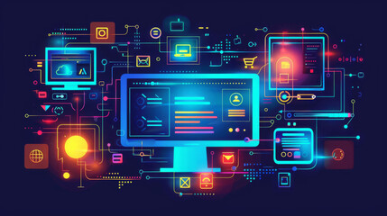Wall Mural - Vector illustration of web design and development.	
