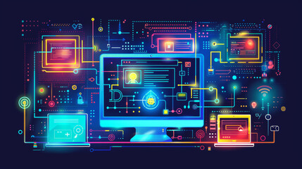 Wall Mural - Vector illustration of web design and development.	
