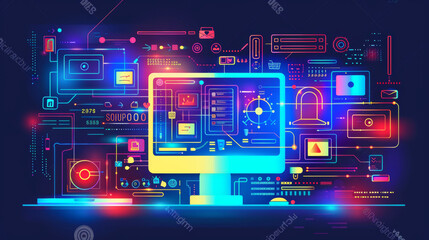 Wall Mural - Vector illustration of web design and development.	
