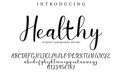 Wall Mural - Healthy Font Stylish brush painted an uppercase vector letters, alphabet, typeface