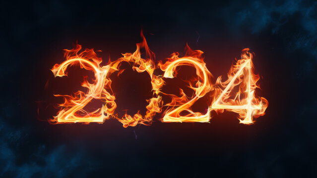 A picture of a number written in fire on the dark background, AI