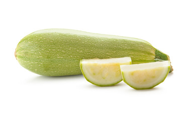 Sticker - Fresh green zucchini on white background