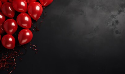 Poster - Red Balloons on Black Background