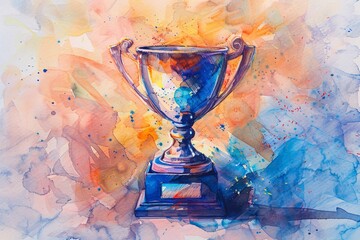 Watercolor Trophy Cup.