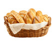 © Scovad - Wicker basket full of various bread loaves isolated cutout on transparent or white background.