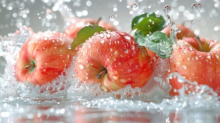Wall Mural - apples in water HD 8K wallpaper Stock Photographic Image 