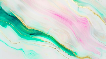 Wall Mural - A painting with a green and pink swirl background, texture backdrop for overlay