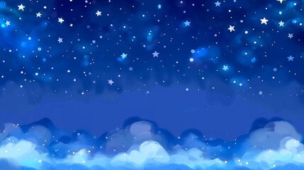 Wall Mural - a blue sky with a lot of stars and clouds, texture backdrop for overlay