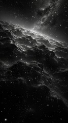 Wall Mural - a simple space cloud illustration with limited color palette of gray and white.