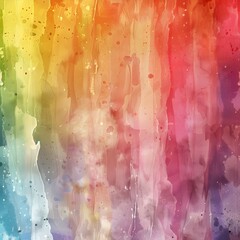 Vibrant watercolor paint drips and stains on soft fibrous paper material with a dynamic rainbow gradient  Organic and illustrative hand drawn watercolor painting style