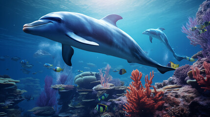 Wall Mural - Ecology of dolphins.