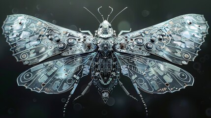 Wall Mural - A close up of a butterfly made out of metal parts, AI