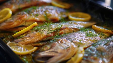 Cooking trout with lemon butter and fresh dill