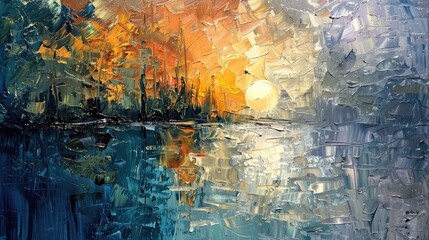 Sticker - Palette knife and oil paint on canvas