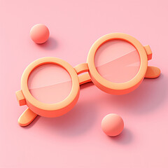 Poster - 3D pink sunglasses on a pink background with copy space text for summer, fashion, style, accessory, 3d, design, graphic, illustration