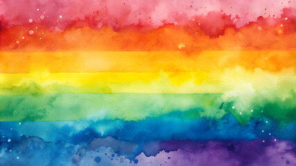 Rainbow lgbtq pride month background in watercolor style.