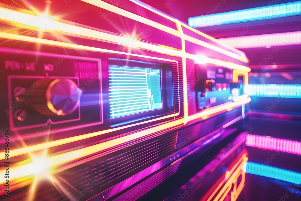 New wave music posters illuminated by striking LED light signs ...