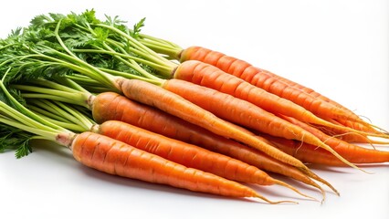 Wall Mural - Closeup of fresh carrots isolated on a white background , vegetables, organic, healthy, food, raw, natural, orange