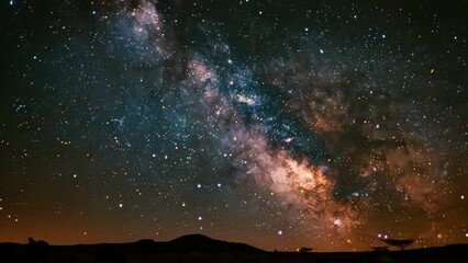 A bright starry night sky filled with milky way , galaxies, and nebulae in deep space