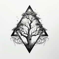 Triangle and tree tattoo idea
