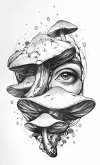 Face under the mushrooms tattoo idea
