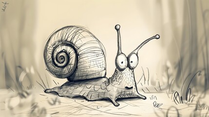 Wall Mural - Cheerful little snail isolated on white background, vector illustration. 